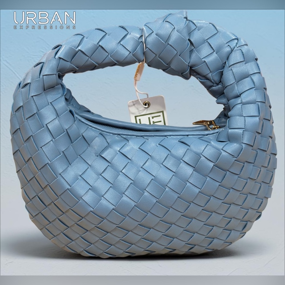 Urban Expressions Light Denim Blue Woven Knotted Hobo
Bag NEW WITH TAGS!